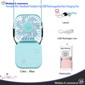 WG Mini Portable Handheld Foldable Fan USB Rechargeable Neck Hanging Fan