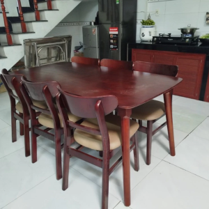 BÀN ĂN CƠM 6 GHẾ GỖ MANGO bất ngờ - BỘ GỒM một bàn 1M60 + 6 GHẾ - BH 12 tháng