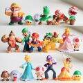 18pcs/set Super Mario Bros Family PVC Figures Toys Mario Luigi Wario Waluigi Toad Yoshi Princess Peach Donkey Kong Cake Topper. 