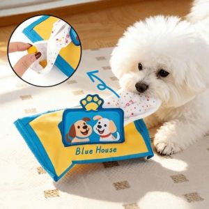 MIRELINA Built-in Sound Dog Sniffs Tissue Box Toy Simulation Safety Chewing Tearing Pet Toy Unique Amusing Myself Home Dog walking Toy Cat Dog Toy