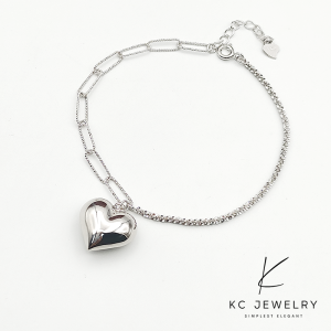 KC Jewelry S925 Silver Plated White Gold Mix Love Bracelet