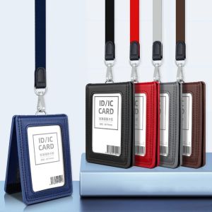 TSEVD พร้อมสายคล้อง ที่ใส่บัตรประชาชน หนังฟอกฝาด ธุรกิจสำหรับธุรกิจ ที่ใส่ป้าย ผู้หญิงผู้ชาย ป้ายชื่อแท็กชื่อ เคสใส่บัตร เครื่องใช้สำนักงาน