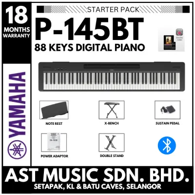 Yamaha P145BT 88-keys Digital Piano Musician Package / p145 / 145bt