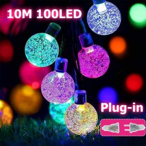 LED Bulb Christmas Light 10M 100 LED Multicolor String Lights Fairy Lamp with 8 Lighting Mode Outdoor Waterproof Crystal Globe Lights for Garden Xmas Tree Patio Party