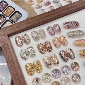 Jillradia Set pengilat kuku gel bergemerlapan emas champagne baharu daripada sesuai untuk salun kuku dan DIY di rumah.