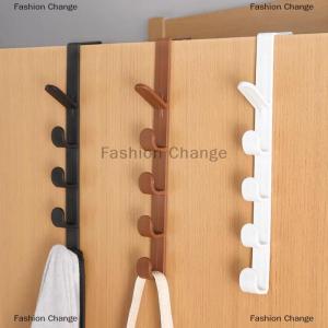 [COD] Fashion Change Fivesegment Door Hook Coat Bag Towels Cap Hair Bands Seamless Holder Home Bedroom Storage Organization Plastic Pure Color Rack