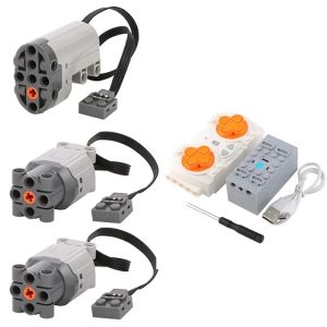 L/Servo Motor + 4-way Speed Control Remote Control With Set Power Group Set MOC Building Blocks DIY Parts PF Bricks