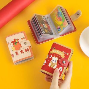 MOCCASINA Women Festival Gifts Large Capacity New Year Card Protection Chinese Character Key Holder Driver License Holder Cartoon Card Bag Credit Card Holder