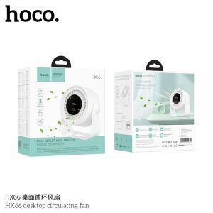 HOCO HX66 พัดลมตั้งโต๊ะหมุนเวียนอากาศ ใบพัด 5 นิ้ว แรงลมทรงพลัง ปรับระดับได้ พร้อมยึดติดกระจก หรือกำแพง