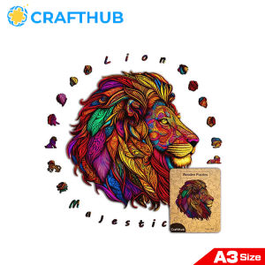 Crafthub Lion - Elegant and Intricate Puzzle for Lion and Nature Lovers High Quality Wooden Jigsaw Puzzle Board Game for kids and adult