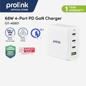 Prolink 68W GaN PPS PD Charger IntelliSense [Travel Ready/ Super Fast Charge 2.0 S25 / Fast Charge iPhone17/ Apple Watch/ Lenovo/ Dell / ASUS/ Laptop]