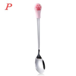 LINSBAYWU Candy Fruit Cute Cat Claw Tableware Kitchen Supplies Dessert Spoons Coffee Spoon