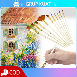 10pcs Kuas Lukis Terlaris - Nylon Bercabang Untuk Cat Air Akrilik Dan Seni Lukis Dengan Pegangan Kayu