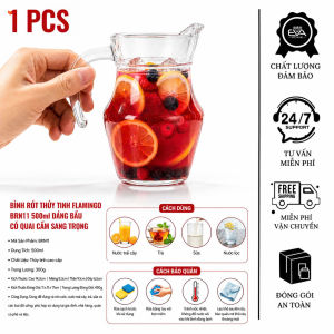 Bình Đựng Nước Thuỷ Tinh Miệng Rót Có Quai Cầm Ca Quai Miệng Rót Thuỷ Tinh 500ML