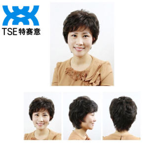 TSE Real Hair Wig For Women Short Curly Hair Mother Wigs Natural And Realistic RW09HM