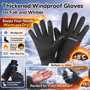 Winter Fleece Warm Gloves Windproof Cold-Resistant Touchscreen Compatible for Driving Cycling Outdoor Sports Nonslip