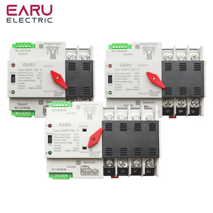 2/3/4P 100A 110V/220V ATS Automatic Transfer Switch Electrical Selector ...