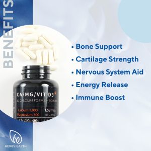 Herbs of the Earth Calcium Magnesium Vitamin D3 10 Forms of Calcium with Boron Supports Bone Health 120 Capsules
