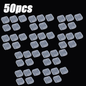 10/20/50ชิ้น กล่องเก็บเครื่องประดับขนาดเล็ก / กล่องพลาสติกขนาดเล็กสำหรับใส่เครื่องประดับ / กล่องจัดเก็บเครื่องประดับแบบใส / กล่องบานพับเปล่าสำหรับใส่ลูกปัด / กล่องจัดแสดงต่างหู สร้อยคอ แหวน / กล่องเก็บยาเครื่องประดับแบบพกพา