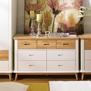 [Freeship][Trả góp 0%] Tủ ngăn kéo 3+4 IBIE Vivid gỗ cao su màu trắng phối tự nhiên đựng quần áo đồ dùng