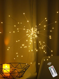 Angelila Firework Lights Copper Wire LED Lights 8 Modes Dimmable Stars String Fairy Lights with Remote Control Waterproof Hanging Starburst Lights for Parties Home Christmas Bedroom Wedding Party Outdoor Decoration