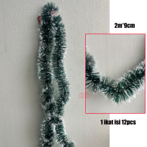 DINOSO Slinger Rumbai Natal Tebal Hijau Slinger Warna Warni Motif Lonceng Santa Salju Hiasan Dekorasi Rumbai Untuk Pohon Natal