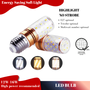 12W LED Corn Bulb E14/E27 Super Bright Energy-Saving Candle Chandelier Variable Light with Three Colors Low Energy Consumption Easy Installation