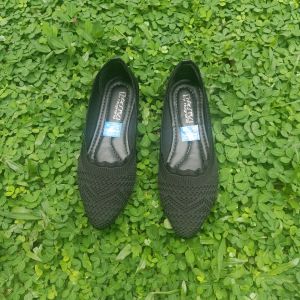 Sepatu Wanita Flat Shoes Rajut Lentur Elastis Soll Karet - N02