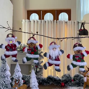 4 pcs gấu Santa Mặt dây chuyền cây thông Noel trang trí cho bên nhà sử dụng ngoài trời trong nhà treo đồ trang trí ngày lễ