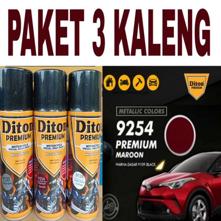 PAKET 3 KALENG pilok pilox diton premium cat semprot PREMIUM MAROON 9254 merah marun maron merah hati merah tau 400cc