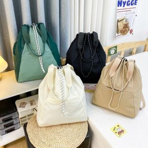 G5Q1 with Handle Nylon Backpack Large Capacity Multi-Functional Sports Knapsack Casual Double Shoulder Drawstring Shoulder Bag