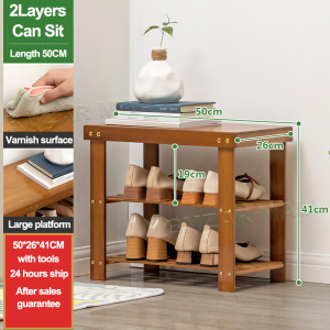 LACCOHUG Rak Kasut Bamboo 50/70/100CM Shoe Rack Bench Shoes Rack With Seat Shoe Bench Chair Rak Kasut Murah 鞋架 换鞋凳
