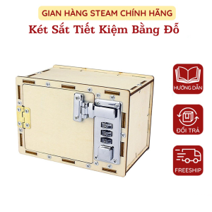 Đồ Chơi Stem Bé Tự Làm Két Sắt Tiết Kiệm Bằng Đỗ (Mật Khẩu Mặc Định 000) – DIY Wood Steam Phương Pháp Giáo Dục STEM Cho Bé