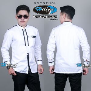 HILWA COLLECTION PEKALONGAN Kemeja Koko Pria Lengan Panjang Kemko Cowok Warna Putih Navy Coklat Tua S M L XL XXL Jumbo Seragam Hadroh Matt Katun Toyobo Import Premium