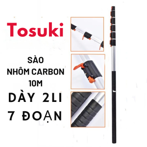 sào nhôm carbon rút 10m Tosuki kết hợp được với đầu kéo và cưa móc cắt cành trên cao dụng cụ làm vườn