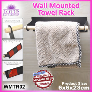 Lotus Baths WMTR02 Towel Rack Bathroom Shelves Tissue Hanger Self Adhesive Wall Mounted Hanging Towel Holder Rustproof Iron Towel Bar Kitchen Storage Rack 02