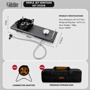 IGT Infrared Gas Stove 3500W Portable Windproof Camping Burner Built-in Tabletop Outdoor Gas Cooker Complete with Gas Hose & Carry Bag for Picnic Hiking BBQ Travel