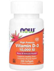 Vitamin D3 High Potency 10000 IU 240 Softgels NOW Foods วิตามินดี บำรุงกระดูก