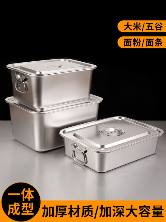 Rectangular Rice Box Stainless steel rice barrel rectangular household square barrel 10 kg ...