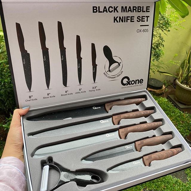 Pisau Set Oxone OX 605 Isi 6 Pcs Pisau Dapur Marble material Peralatan ...