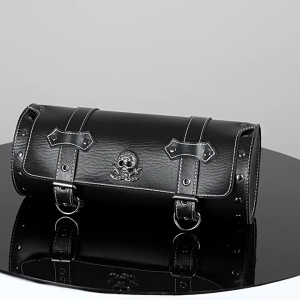 Motorcycle Saddlebag Vintage Tool Bag Skull Pattern PU Storage Pouch Front Fork Handlebar Bag Tool Bag