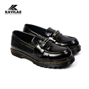 KAVILAZ true style yourself Sepatu Pria Loafer Docmart Slop Black Glossy Formal Kerja Kantor Kode Z16