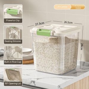 Rice Storage Container Bug-Proof Moisture-Proof Large Capacity Food-Grade Sealed Box/Rice Bin For Kitchen/Home Use