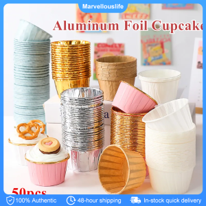 50PC Aluminum Foil Muffin Cupcake Paper Cups Baking Muffin Liner Baking Cup Mold Paper Cupcake Wrappers Party Birthday Supplies