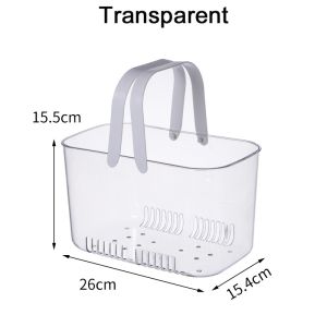 Transparent Shower Caddy Shower Basket Portable Storage Baskets with Handles Tote Storage Organize Hollow Out Design Fast Drainage