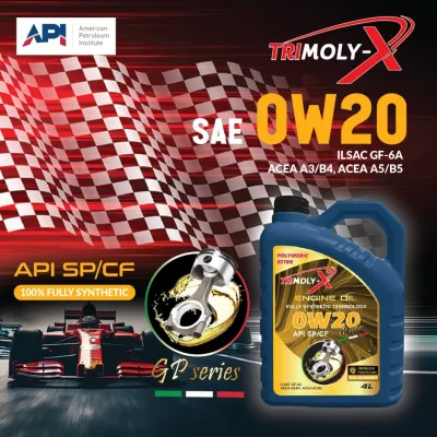 TRIMOLY-X GP SERIES 0W20 ESTER FULLY SYNTHETIC ENGINE OIL SP/CF 4L Car Lubricant Minyak Hitam Minyak Enjin Kereta