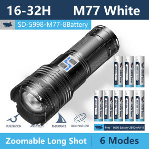 SmilingShark SD5998 Powerful Torchlight M77 10000Lumens Led Super Bright Flashlight 18650 11200mAh USB Rechargeable Zoomable Power Dispaly Outdoor Emergency Camping Lighting