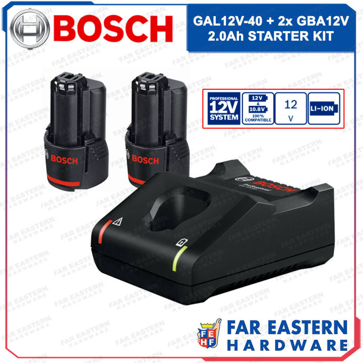 BOSCH Battery & Charger Starter Kit GAL 12V40 + 2 x GBA 12V 2.0Ah