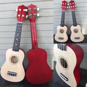 Đàn ukulele màu gỗ lưng đỏ - tặng 4 phụ kiện: bao dù sách học phím gảy dây 1 dự phòng - bảo hành 6 tháng
