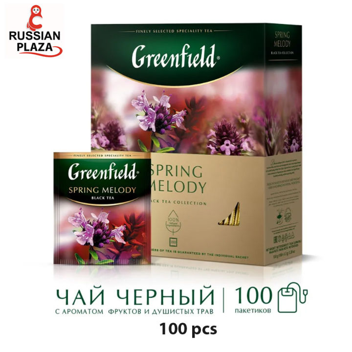 Чай в пакетиках черный Greenfield Spring Melody, 100 шт / ชาดำ กรีนฟิลด ...